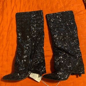 a new day Glittering Black Heeled Boots